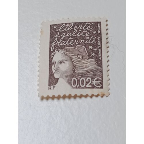 Timbre France Oblitere 0,02 Yvert N° 3444 Type Marianne De Luquet Bistre Noir De 2002