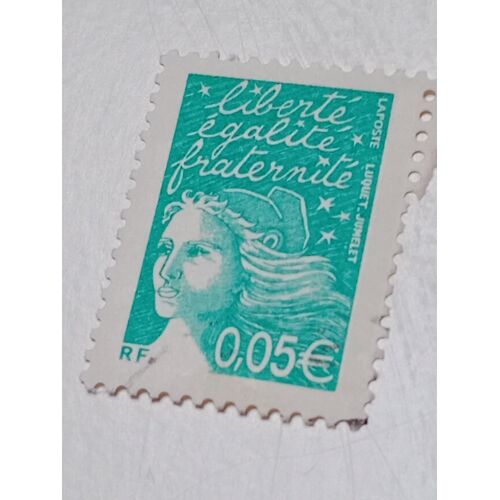 Timbre France Oblitéré 0,05 Yvert N° 3445 Type Marianne De Luquet Vert Émeraude De 2002