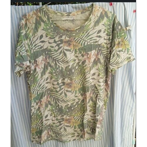 T-Shirt Homme - " Custer " - Feuillages - En Coton - Manches Courtes - Taille M