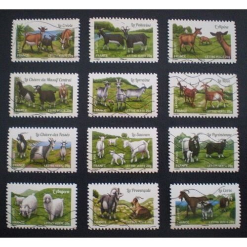 Les Chèvres De Nos Régions - Série Complète De 12 Timbres Oblitérés - France - Année 2015