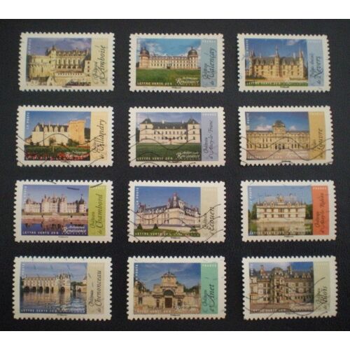 Architecture De La Renaissance - Châteaux - Série Complète De 12 Timbres Oblitérés - France - Année 2015