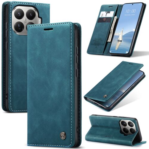 Coque Pour Xiaomi 17T Pro,Étui Housse Xiaomi 17T Pro AntichocSupport Pliable,Clamshell,Brosse Anti-Vol,Étui De Téléphone À Cassette Vintage givré - Bleu