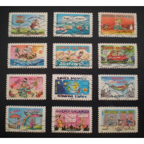 Bonnes Vacances - Série Complète De 12 Timbres Oblitérés - France - Année 2015