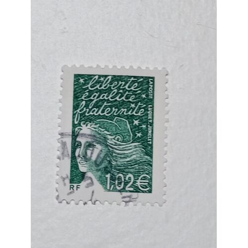 Timbre France1,02 Yvert 3456 Oblitéré - Marianne De Luquet Vert Foncé De 2002