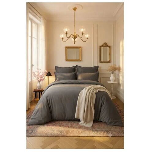 Taie D'oreiller En Satin De Coton 65 X 65 Cm Anthracite