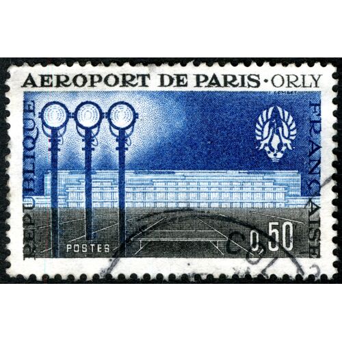 Timbre Oblitéré République Française , Aéroport De Paris Orly , Postes , 0.50