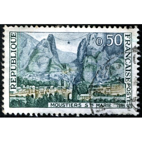 Timbre Oblitéré République Française , Moustiers Ste Marie , Postes 1965 , 0,50