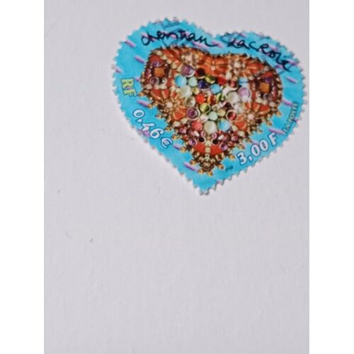 Timbre France Oblitéré 3,00+0,46 Yvert N° 3368 Saint-Valentin. Coeur 2001 Du Couturier Christian Lacroix. De 2001 G