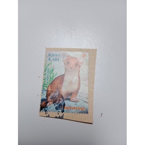 Timbre France Oblitéré 4,50+0,69 Yvert N° 3384 L´Hermine -Série «Nature De France» - Animaux De 2001