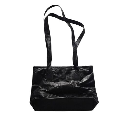 Sac vintage noir cuir et simili cuir
