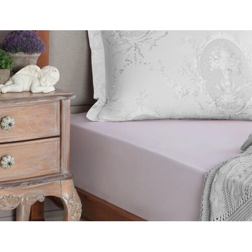 Drap-Housse Double Ranforce 100 % Coton Eloise - Prune Clair