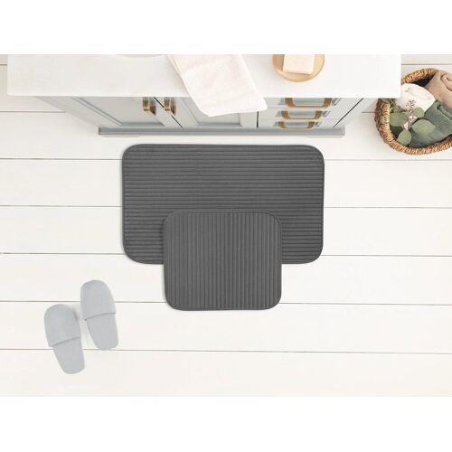Tapis de Bain Mathilda 2 Pièces - Anthracite - 50x80 cm