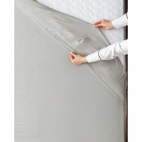 Drap De Lit Double Élastique 100 % Coton Peigné - Gris