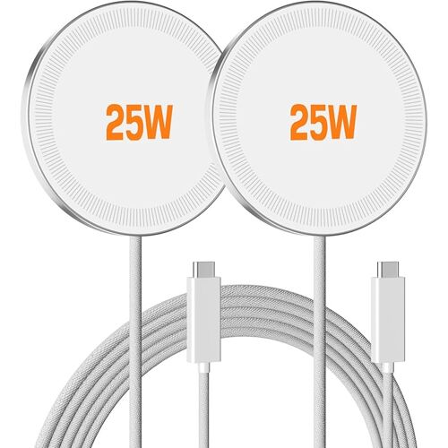 Chargeur Magnétique Sans Fil 25W: Chargeur Rapide pour iPhone 17 16 15 14 13 12 Pro Max, Samsung Galaxy S26 S25, Google Pixel 10, AirPods-Slim Portable pour Bureau de Chevet de Voyage-Paquet de