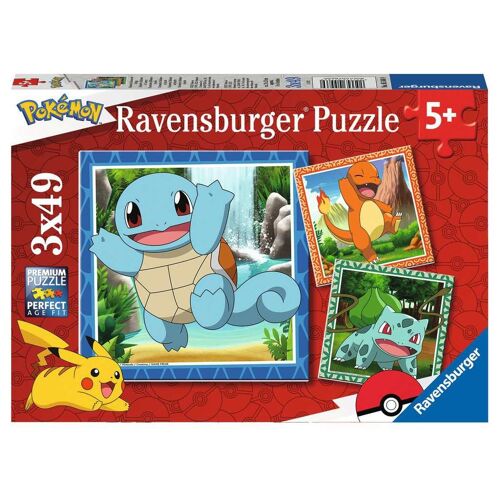 Ravensburger Puzzles 3x49 p - Salamèche, Bulbizarre et Carapuce / Pokémon