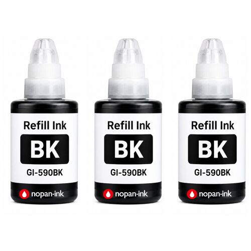 Pack 4 Recharge encre GI-490 GI-590 compatible pour Canon Pixma G1400 G1500 Noir Haute capacité 6000 pages