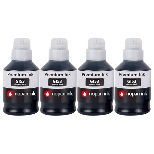 Pack 4 Recharge encre GI-53BK compatible pour Canon PIXMA G550 G650 Noir Haute capacité 3800 pages