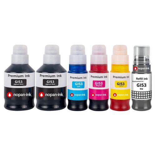 Pack 6 GI-53BK GI-53C GI-53M GI-53Y GI-53GY compatible pour Canon G550 G650 Noirs et Couleurs Haute capacité 3800 pages