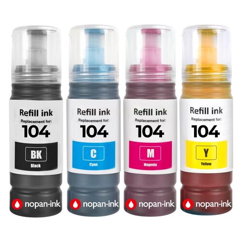 compatible pour Epson 104 E104BK E104C E104M E104Y Noir et Couleurs Pack 4 70 ml 4500 pages