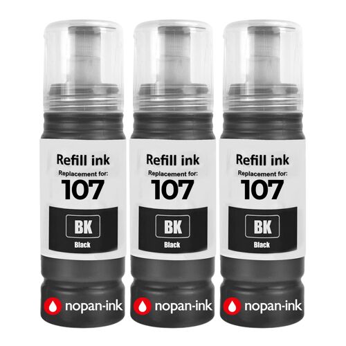 compatible pour Epson C13T09B140 107 noire haute capacité 3600 pages pack 3 x 70 ml