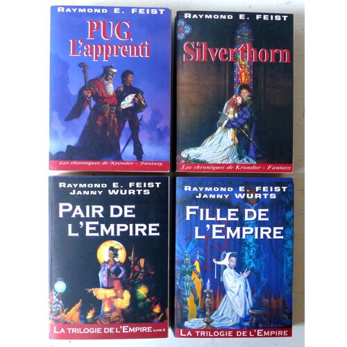 Lot De 4 Romans De Fantasy Par Raymond E. Feist - Éditions De La Reine Noire Coll. Mister Fantasy 1999-2001 - Chroniques De Krondor 1 Et 3 (Pug L'Apprenti, Silverthorn) + Trilogie De L'Empire 1 Et 2