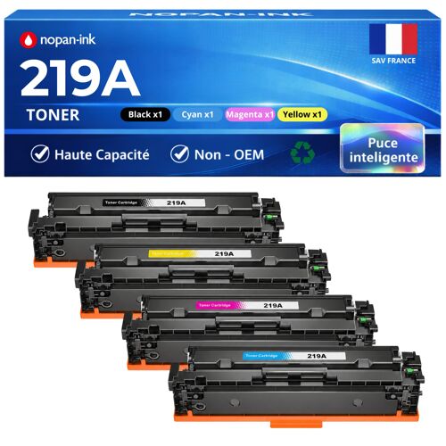Pack 4 Toner W2190X W2191X W2192X W2193X 219X 219A compatible pour HP 3202 3302 Noir Cyan Magenta Jaune Haute capacité avec puce