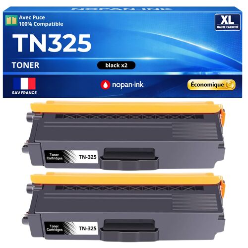 TN320 TN-320 TN325 TN-325 Lot de 2 Toners Noir compatibles Brother HL 4140CN 4150CDN DCP 9055CDN avec puce rendement 4000 pages