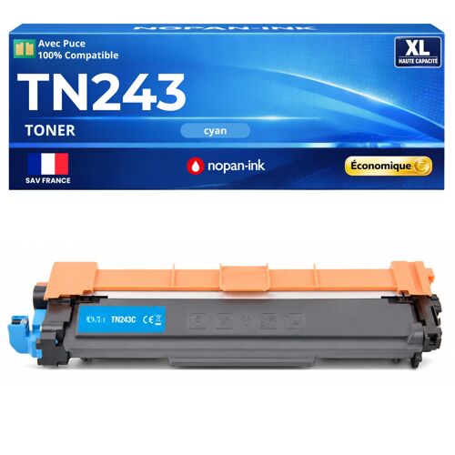 Toner TN-243 TN 243 compatible pour Brother Cyan Haute capacité avec puce 1000 pages
