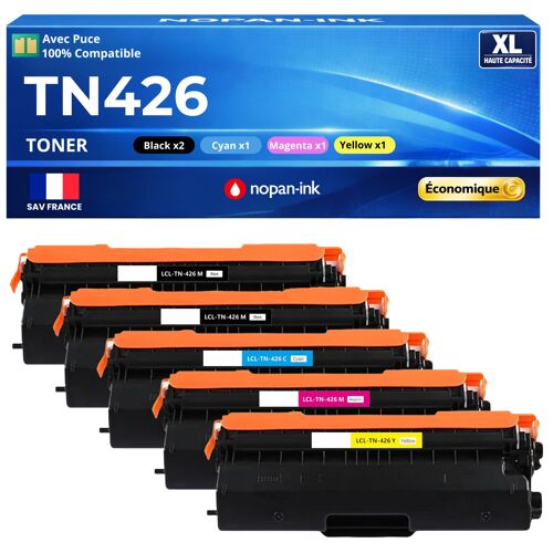 TN426 TN-426 compatible Brother pack 5 toners 2 Noirs Cyan Magenta Jaune avec puce HL-L8360CDW MFC-L8690CDW