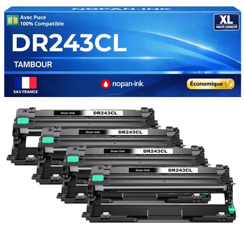 DR-243 DR243 DR243CL DR-243CL Pack 4 Tambours universels compatibles pour Brother unité image laser rendement 18000 pages lot x4