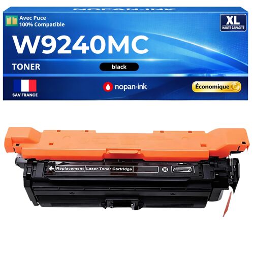 W9240MC toner Noir compatible pour HP Color LaserJet Enterprise X55745dn MFP X58045dn X580 avec puce haute capacité 21000 pages