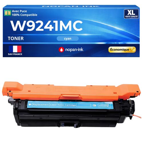 W9241MC toner Cyan compatible pour HP Color LaserJet Enterprise X55745dn X58045dn X580 avec puce haute capacité 14000 pages qualité premium