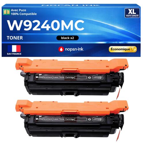 W9240MC pack de 2 toners Noir compatibles pour HP X55745dn X58045dn X580 avec puce haute capacité 2x21000 pages rendement élevé