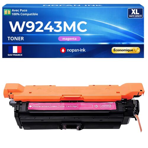 W9243MC toner Magenta compatible pour HP Color LaserJet Enterprise X55745dn X58045dn X580 avec puce haute capacité 14000 pages qualité premium