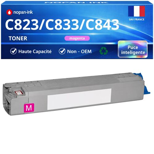 Toner 46471102 compatible pour OKI Magenta Haute capacité avec puce 7000 pages Pack 1