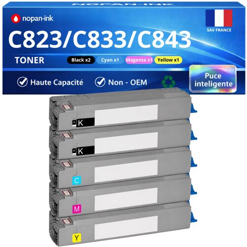 Toner 46471104 46471103 46471102 46471101 compatible pour OKI Noirs et Couleurs Haute capacité avec puce 7000 pages Pack 5