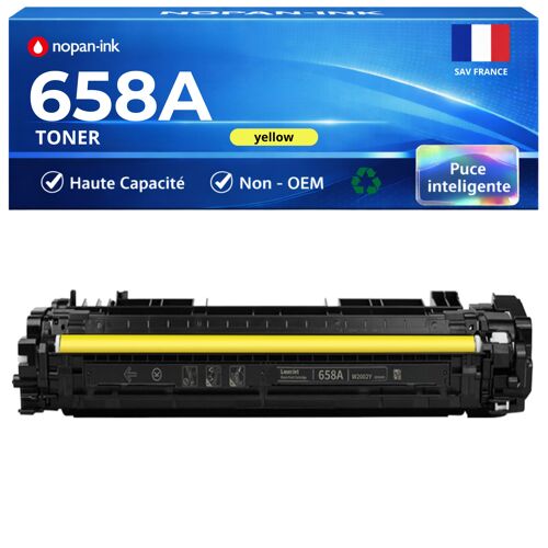 W2002A HP 658A Toner Jaune compatible pour HP Color LaserJet Enterprise M751dn M751n M751 Series avec puce 6000 pages