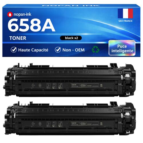 2x W2000A HP 658A Toners Noir compatibles pour HP Color LaserJet Enterprise M751dn M751n avec puce 2 x 7000 pages