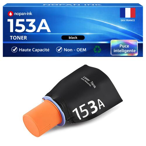 W1530A 153A toner Noir compatible pour HP LaserJet Tank 1020w 1502w 2502dw MFP 1005w 1602w 2602sdw avec puce 2500 pages
