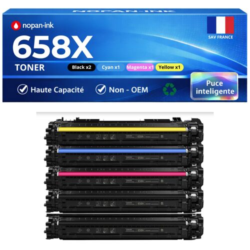 2x W2000X W2001X W2002X W2003X HP 658X compatibles pour HP Color LaserJet Enterprise M751dn M751n avec puce