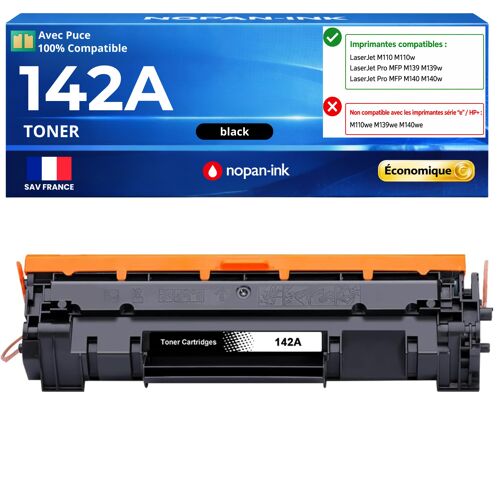 W1420A 142A Toner Noir compatible pour HP LaserJet M109a M110w M112a MFP M139a M139w M140a M142w avec puce 950 pages hors HP+