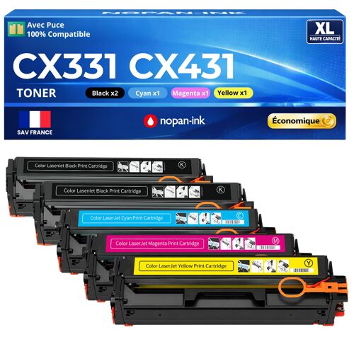 20N20K0 C0 M0 Y0 Pack 5 Toners compatibles pour Lexmark CX331 CX431 Noir Cyan Magenta Jaune avec puce rendement 1500 pages