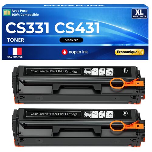 20N20K0 Pack 2 Toners Noir compatibles pour Lexmark CS331dw CS431dw CX331adwe CX431adw avec puce haute capacité 1500 pages impression laser