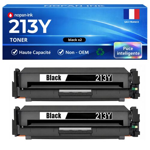 W2130Y HT213Y 2 Toners Noir compatible pour HP Color LaserJet Enterprise 5700dn 6700dn 6701dn MFP 5800dn 6800dn avec puce 2x18000p