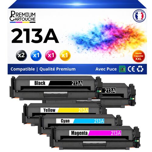 W2130A W2131A W2132A W2133A HT213A 5 Toners compatible pour HP 5700dn 6700dn 5800dn 6800dn Noir Cyan Magenta Jaune
