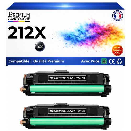 W2120X 212X 2 toners Noir compatible pour HP Color LaserJet Enterprise M554dn M555dn M578dn 2 x 13000 pages