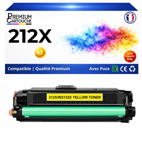 W2122X 212X toner Jaune compatible pour HP Color LaserJet Enterprise M554dn M555dn M578dn M578f 10000 pages