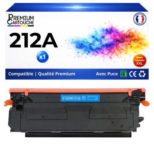 W2121A 212A toner Cyan compatible pour HP Color LaserJet Enterprise M554dn M555dn M555x 4500 pages