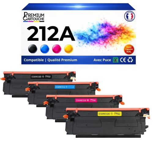 W2120A W2121A W2122A W2123A 212A 4 toners compatible pour HP Color LaserJet Enterprise M554dn M555dn M555x