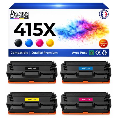 W2030X W2031X W2032X W2033X 415X pack 4 toners compatibles HP M454dn M479fdw avec puce 7500 6000 pages